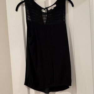 LOFT Black Crochet Detail Tank Top